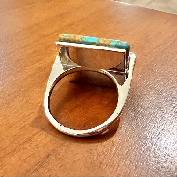 Turquoise and Silver Modern Statement Ring - Picture 10 of 10